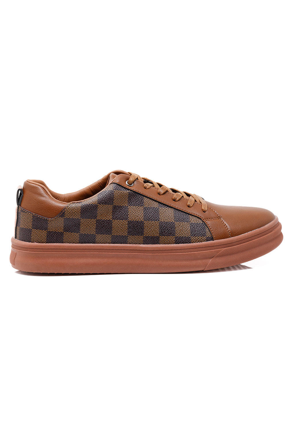 Barabas Men's Premium Checkered Running Sneakers Low Cut 4SK08 Brown