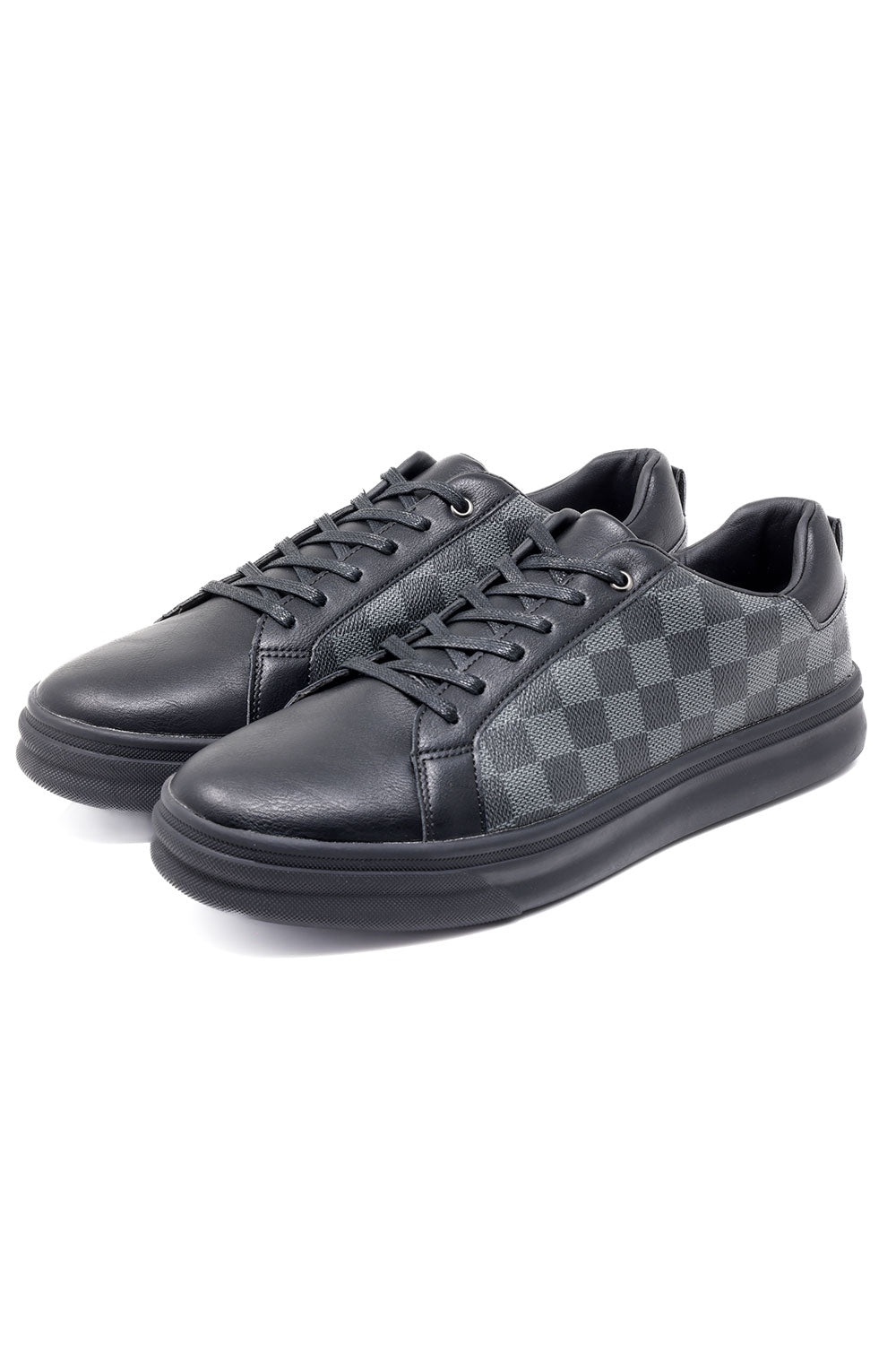 Barabas Men's Premium Checkered Running Sneakers Low Cut 4SK08 Black