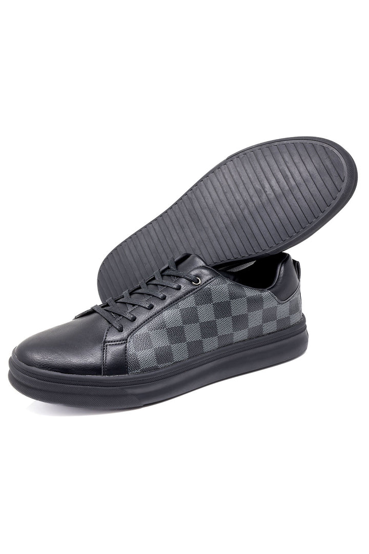 Barabas Men's Premium Checkered Running Sneakers Low Cut 4SK08 Black