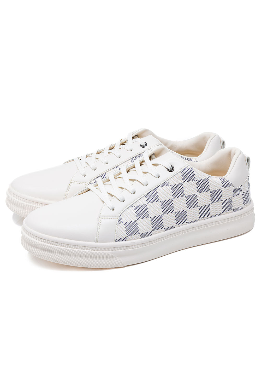 Barabas Men's Premium Checkered Running Sneakers Low Cut 4SK08 Off White