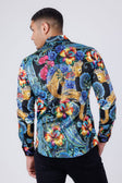Barabas Men's Rhinestone Floral Paisley Long Sleeve Shirts 4SPR07 Yellow