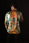 Barabas Men's Rhinestone Floral Dragon Long Sleeve Shirts 4SPR11 #Color_Cream