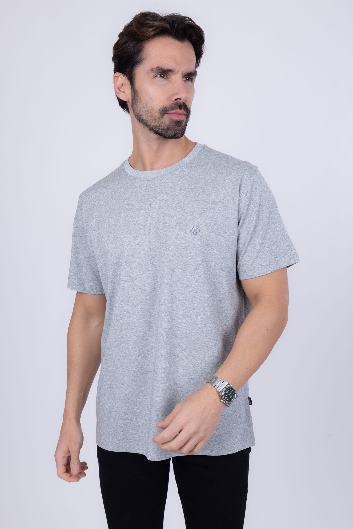 Barabas Men's Basic Color Stretch Crew Neck T-Shirt 4T01 Grey