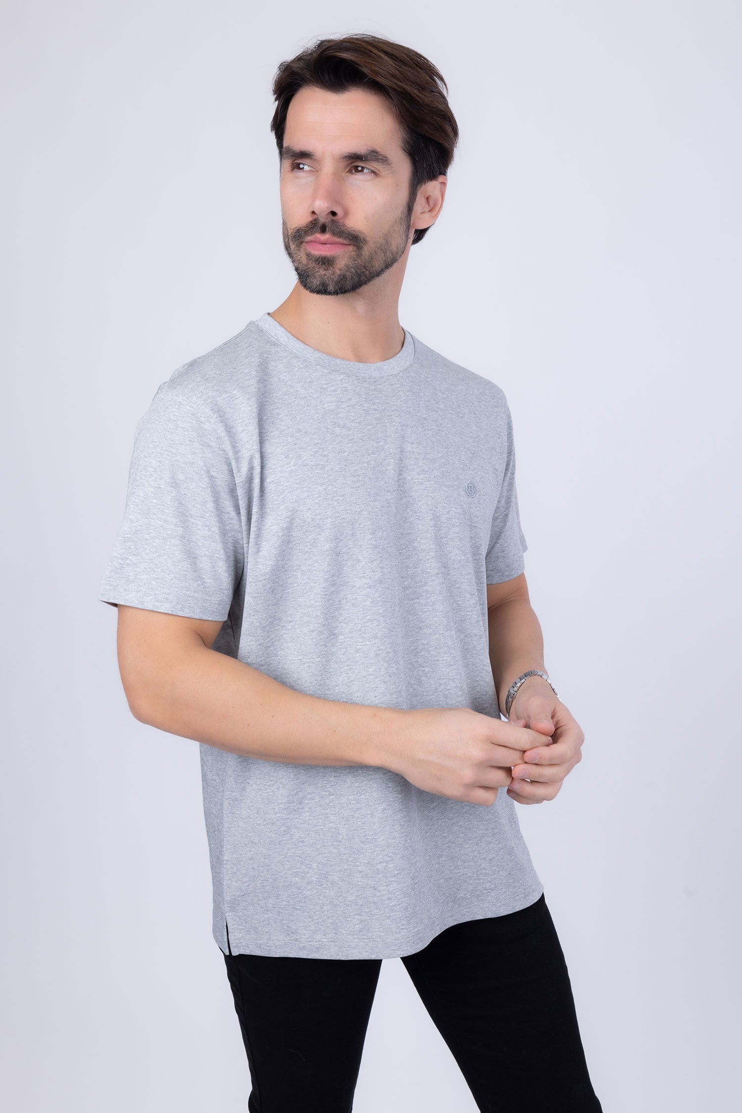 Barabas Men's Basic Color Stretch Crew Neck T-Shirt 4T01 Grey