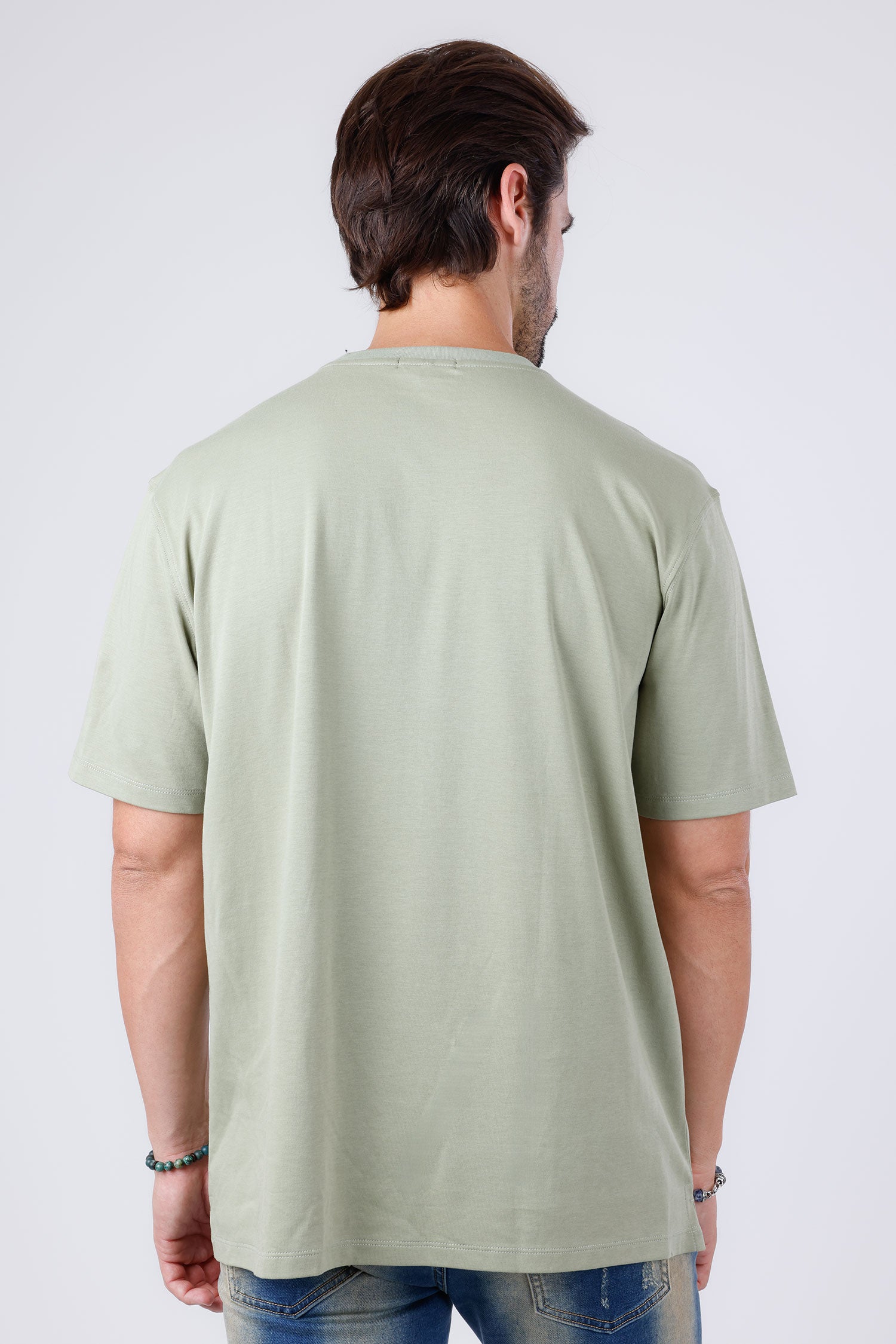 Barabas Men's Basic Color Stretch Crew Neck T-Shirt 4T01 Olive