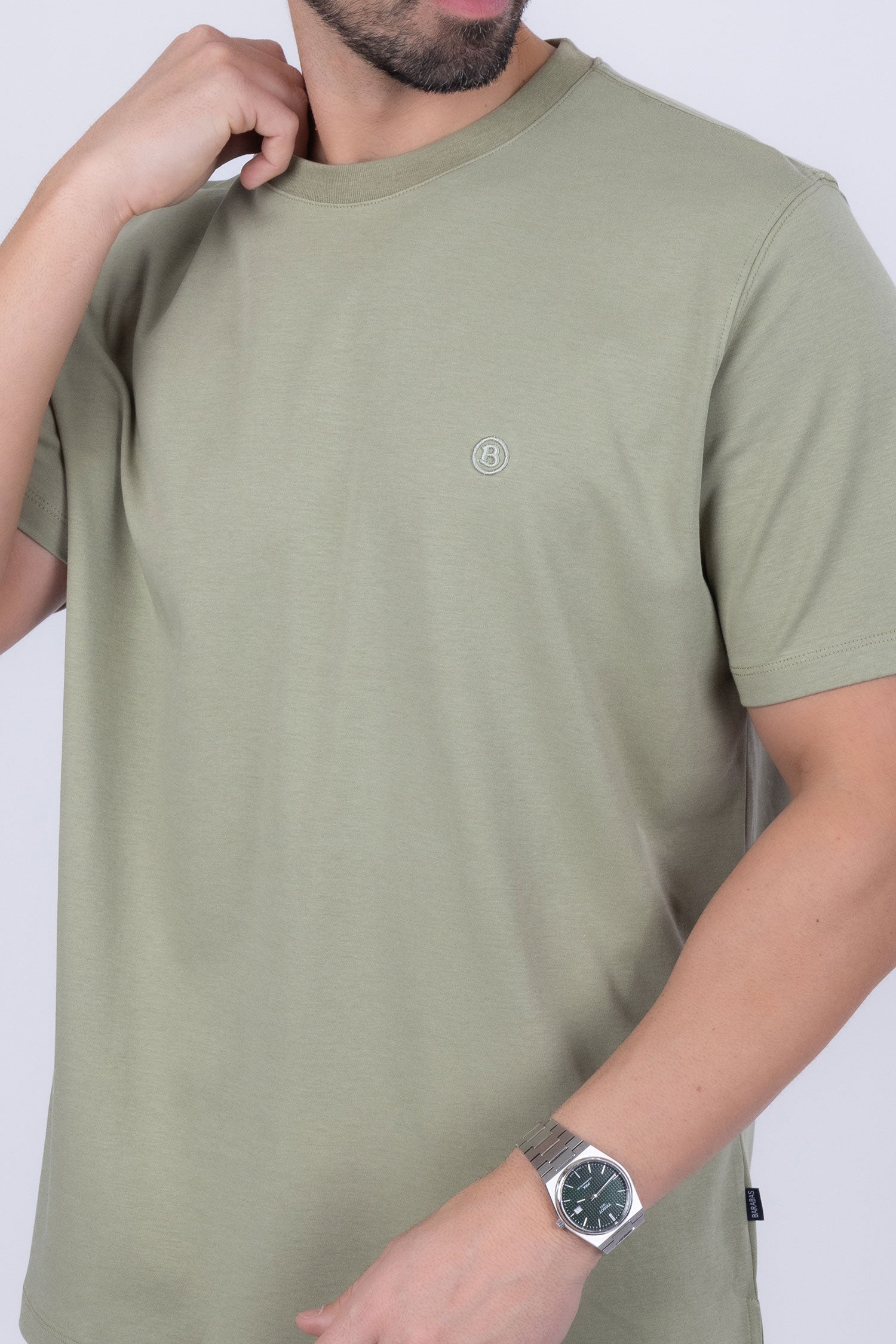 Barabas Men's Basic Color Stretch Crew Neck T-Shirt 4T01 Olive