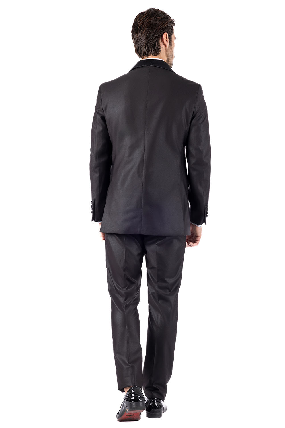 BARABAS Men's Solid Color Shawl Lapel Suit Vest Set 4TU04 Black