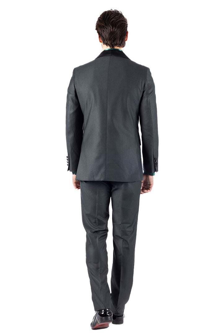 BARABAS Men's Solid Color Shawl Lapel Suit Vest Set 4TU04 Green