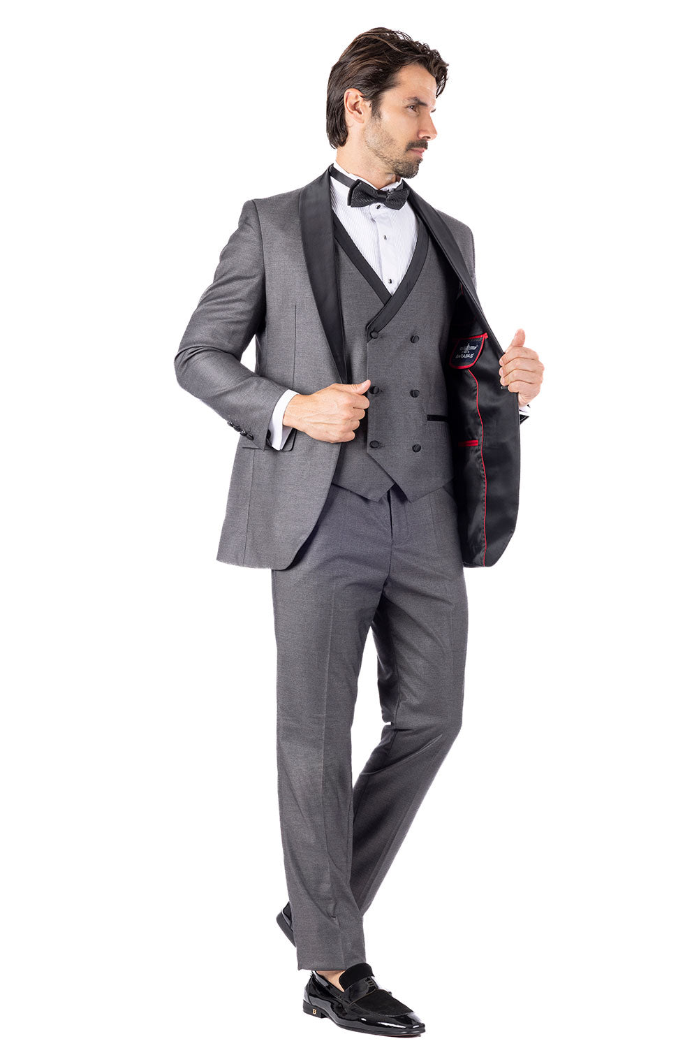 BARABAS Men's Solid Color Shawl Lapel Suit Vest Set 4TU04 Grey