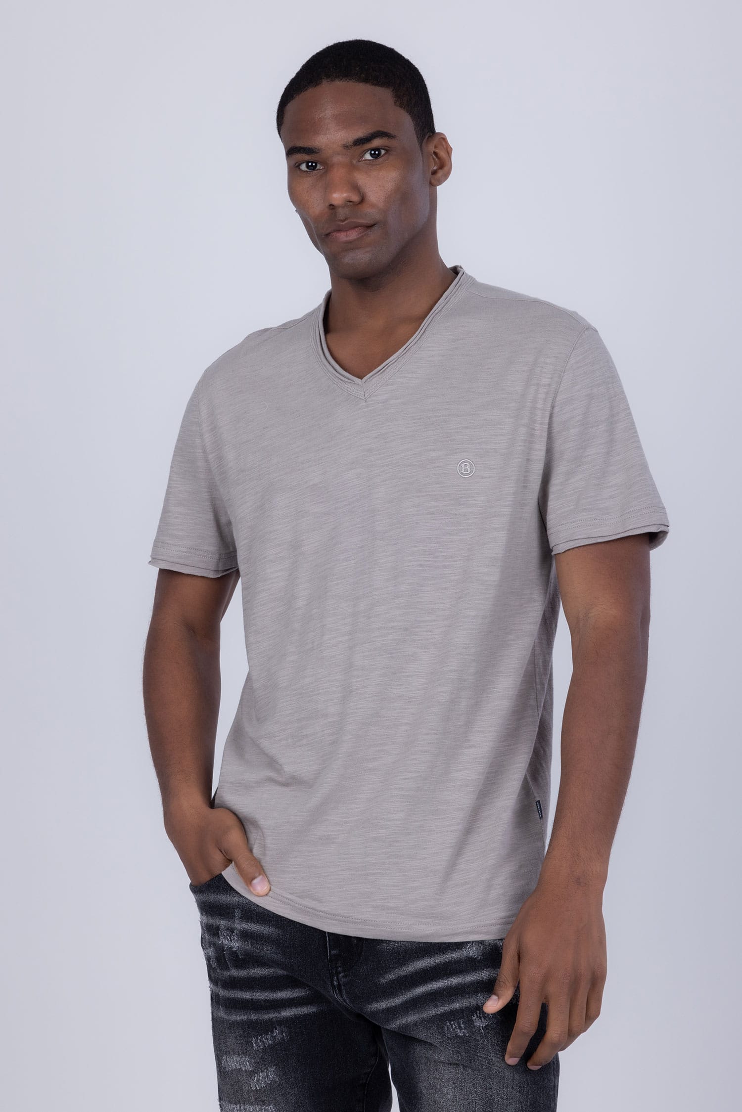 Agra V Neck Solid T Shirt