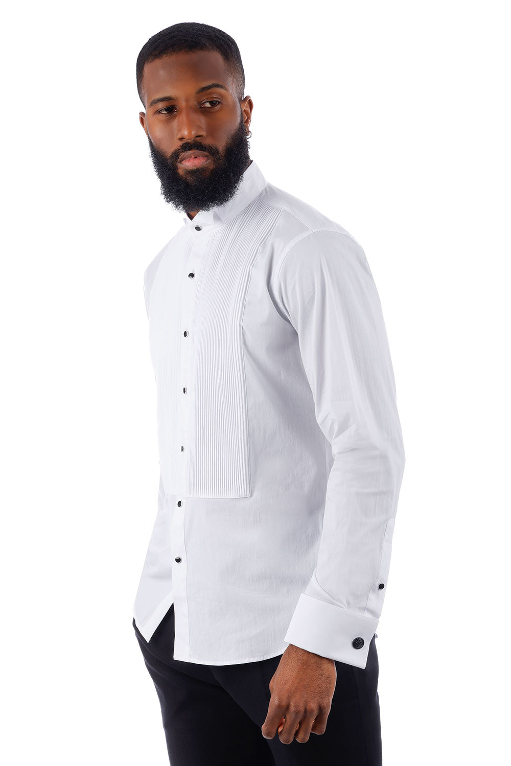 BARABAS Men's Tuxedo Wing Collar French Cuffs Long Sleeve Shirt 4txs02 White