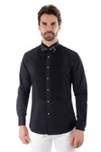 BARABAS Men's Tuxedo Wing Collar Button Down Long Sleeve Shirt 4txs03 #Color_Black