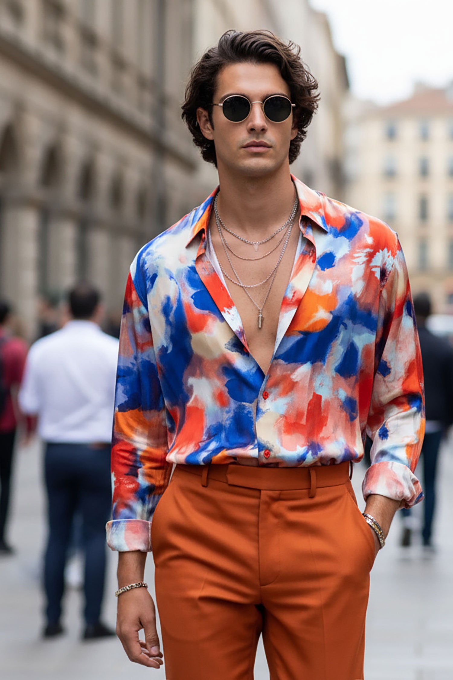 Barabas Men's Multi-Colored Floral Long Sleeve Shirts 4B79 Fuchsia