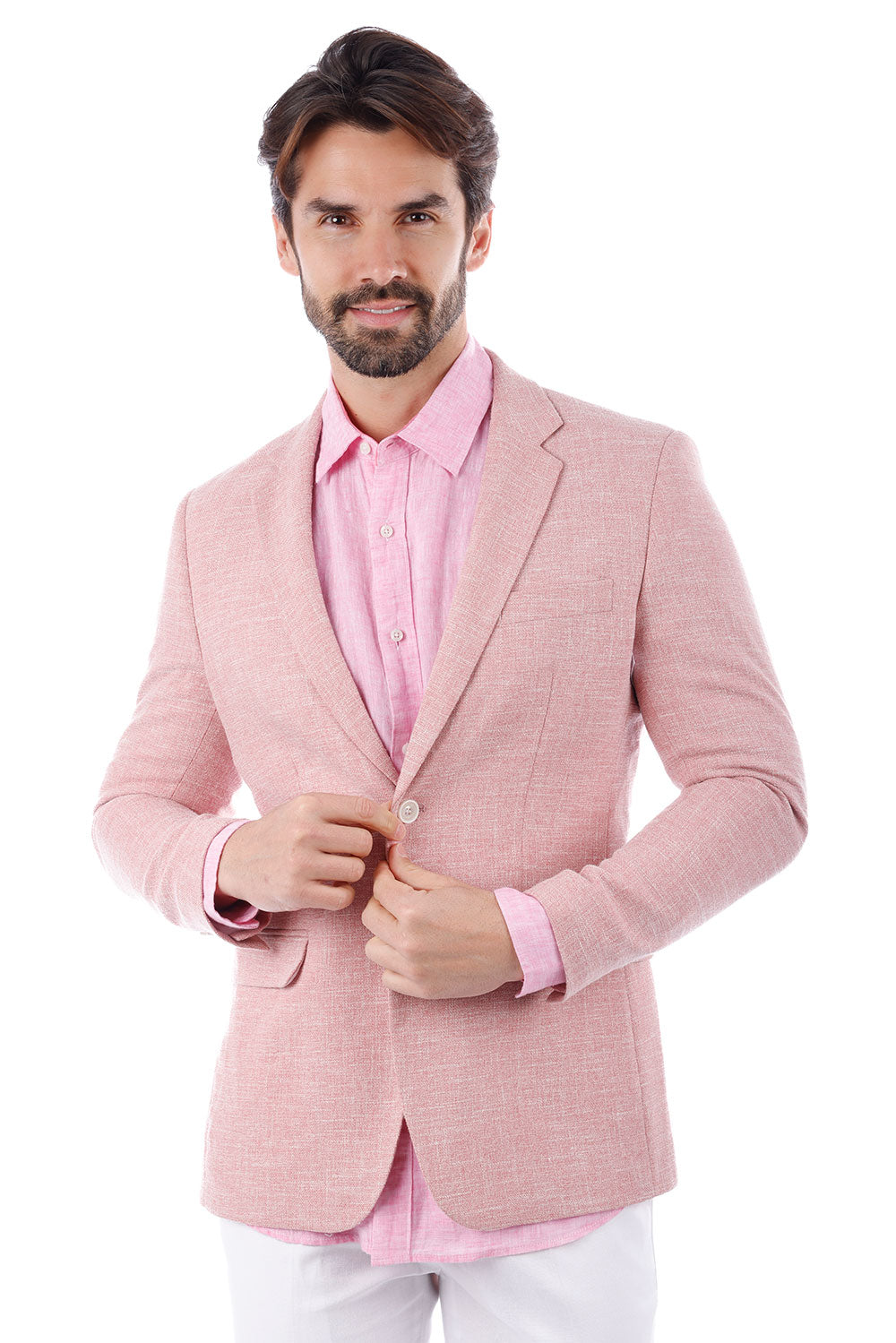 Barabas Men's Classic Tweed Pattern Notch Lapel Blazer 4BL30 Pink