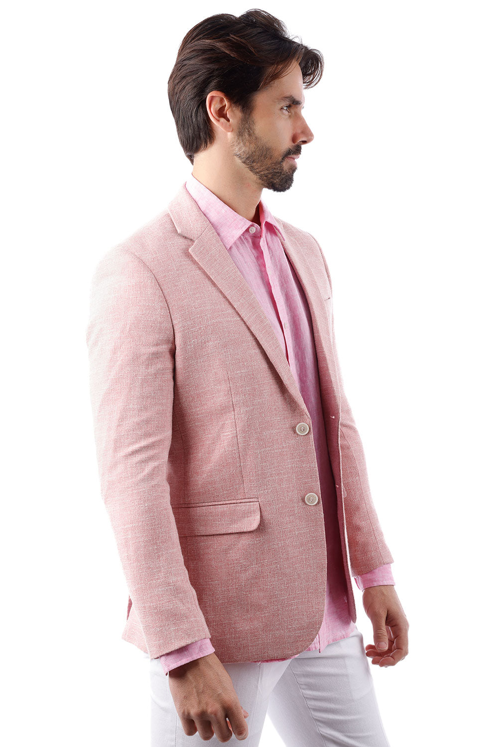 Barabas Men's Classic Tweed Pattern Notch Lapel Blazer 4BL30 Peach