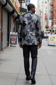 BARABAS Men's Floral Baroque Sequins Luxury Prom Blazer 4BL39 #Color_Black Silver