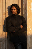 Barabas Men's Turtleneck Rhinestones Collar Long Sleeve Shirts 4BR411 #Color_Black Black