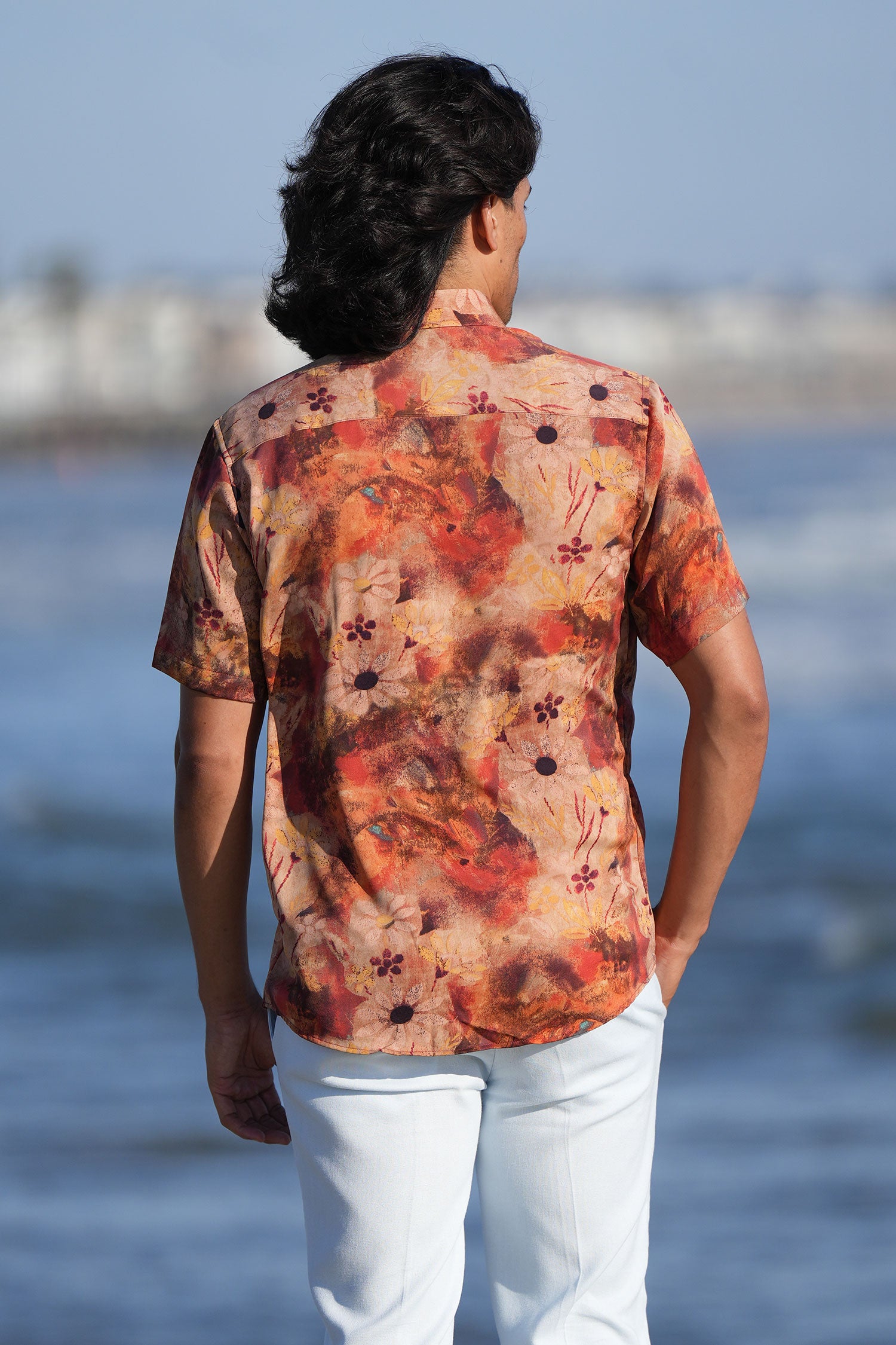BARABAS Men's Colorful Floral Button Down Short Sleeve Shirts 4sst21 Rust