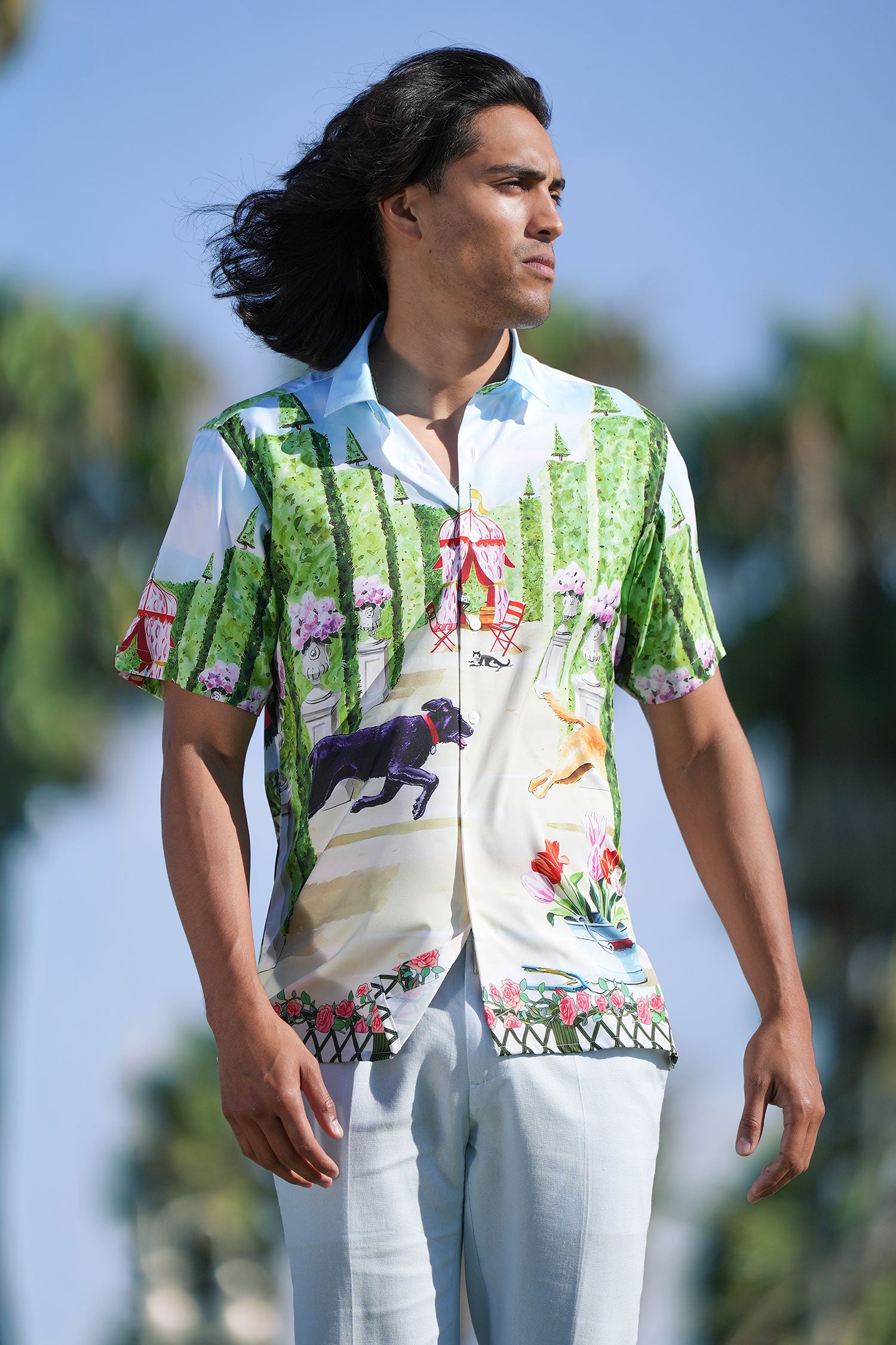 BARABAS Men's Floral Animal Button Down Short Sleeve Shirts 4sst31 Multi