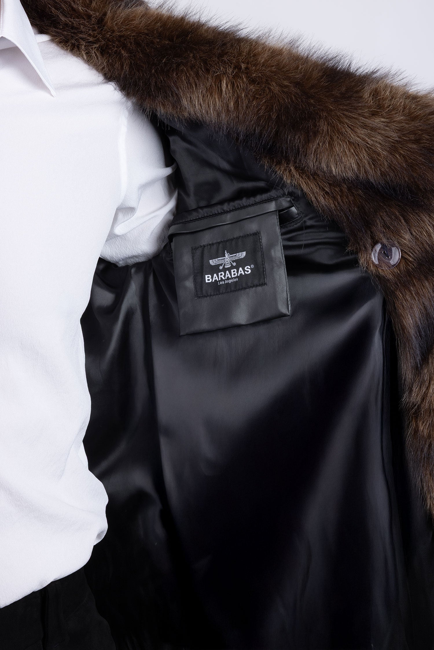 Barabas Men's Soft Fur Notch Lapel Long Coat 5BHL01 Brown