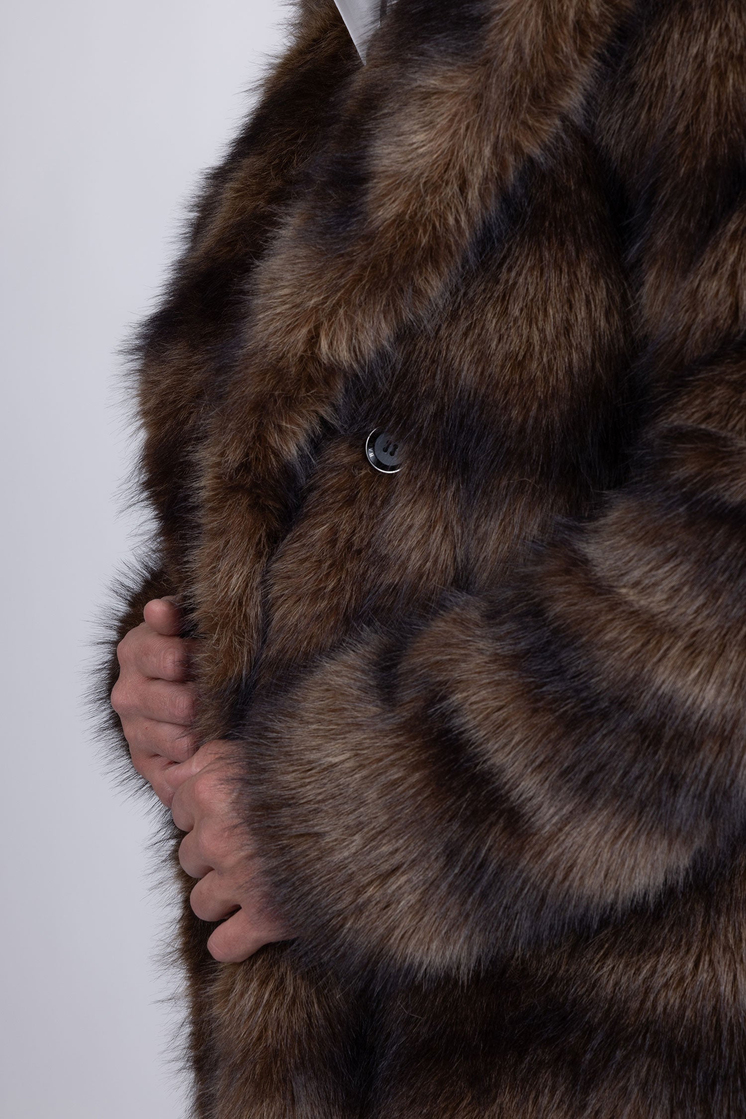 Barabas Men's Soft Fur Notch Lapel Long Coat 5BHL01 Brown