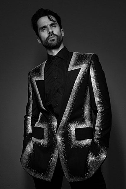 Barabas men's fashion Black silver blazers rhinestone  5BL03  Black Silver