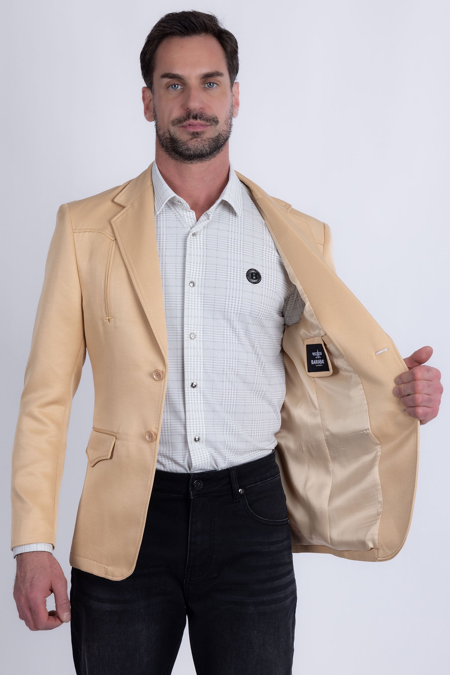 Barabas Men's Matte Notch Lapel Casual Blazer 5BL11 Gold