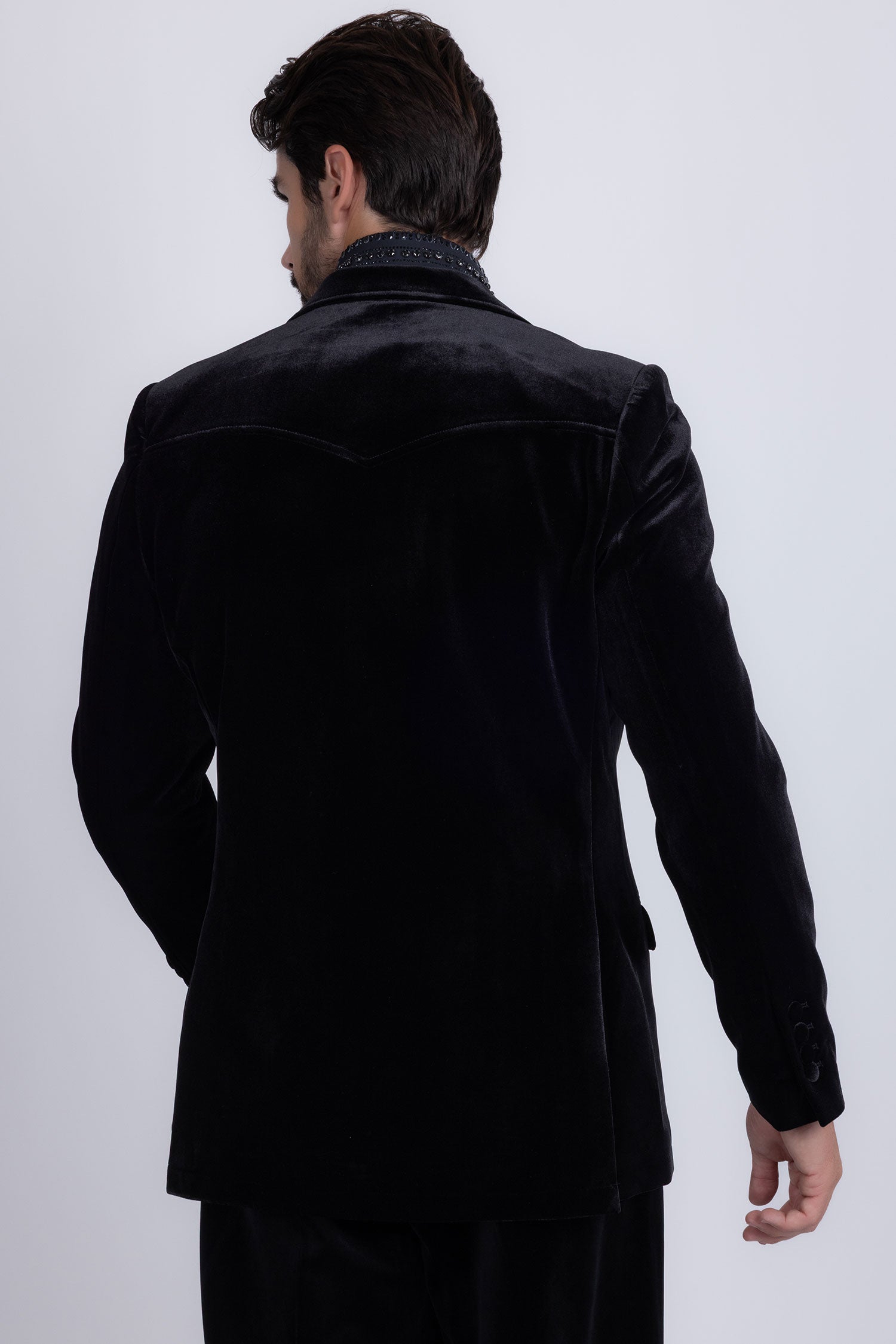 Barabas Men's Velvet Shiny Design Notch Lapel Blazer 5BL13 Black
