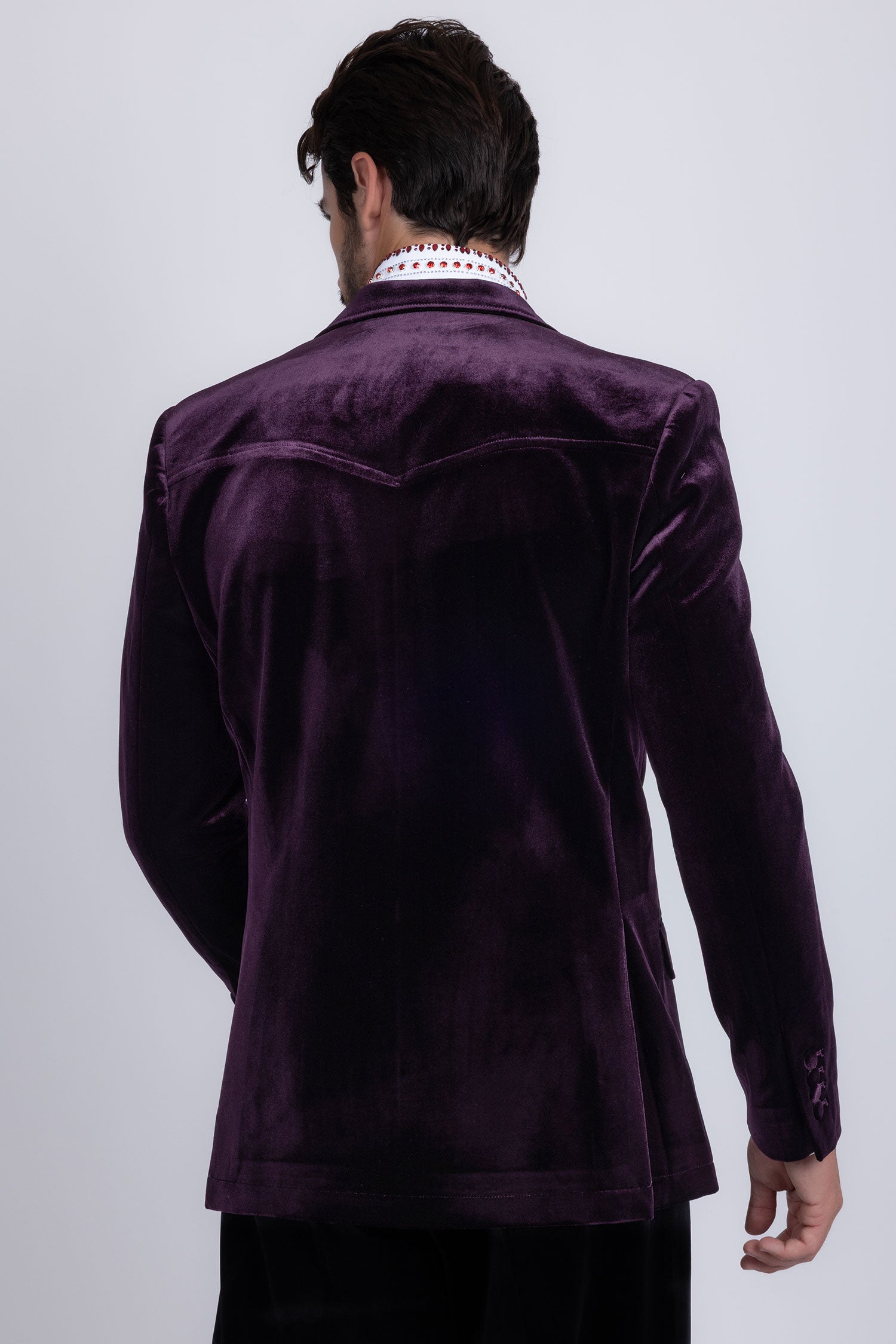 Barabas Men's Velvet Shiny Design Notch Lapel Blazer 5BL13 Purple