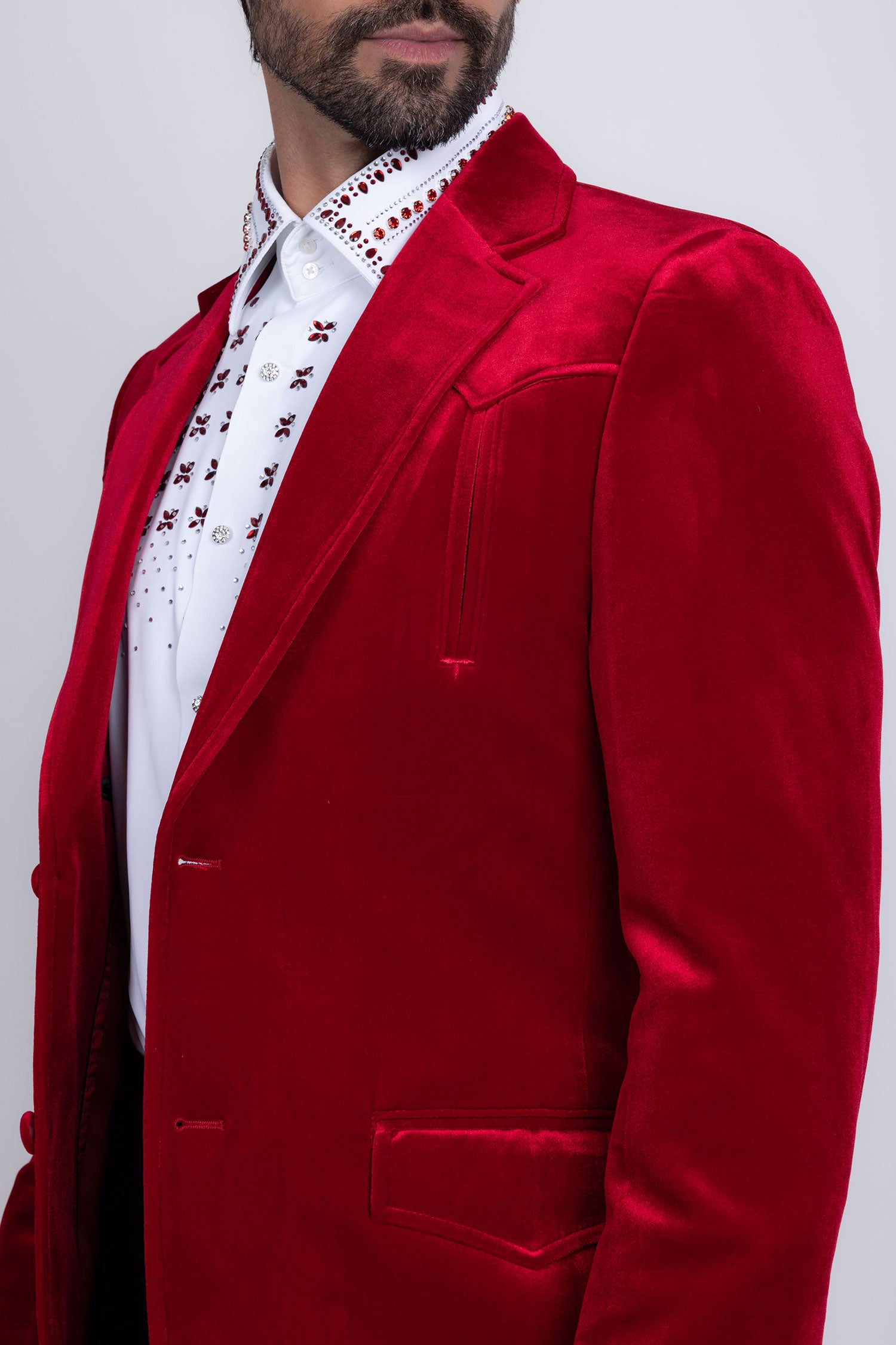 Barabas Men's Velvet Shiny Design Notch Lapel Blazer 5BL13 Red