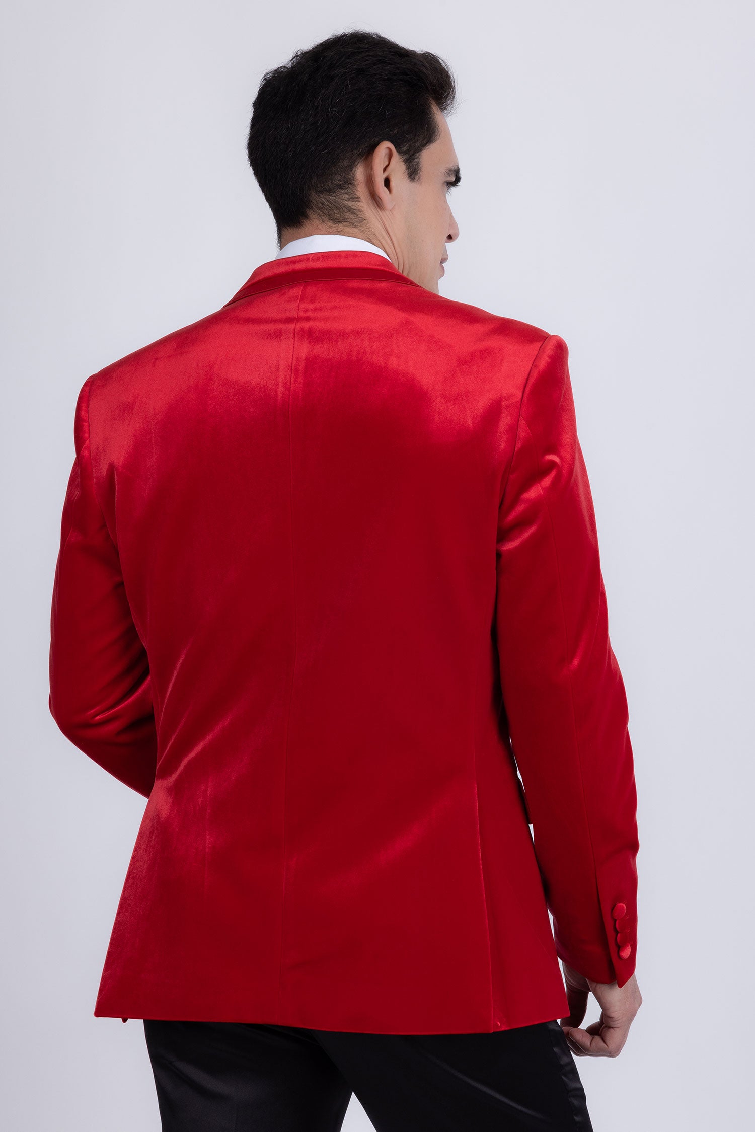 Barabas Men's Velvet Shiny Design Notch Lapel Blazer 5BL18 Red