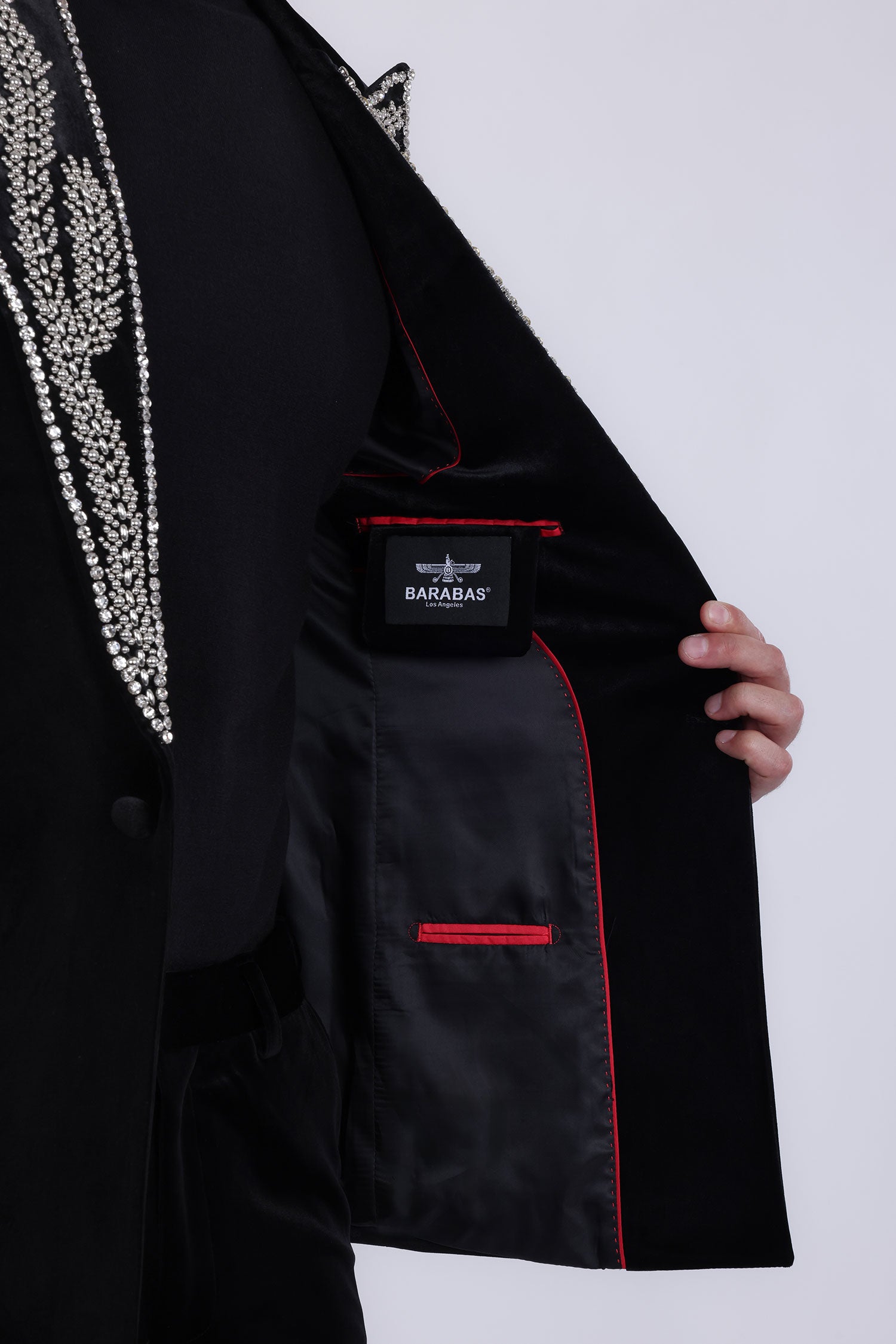 Barabas Men's Pearl Geometric Design Peak Lapel Blazer 5BL19 Black Silver