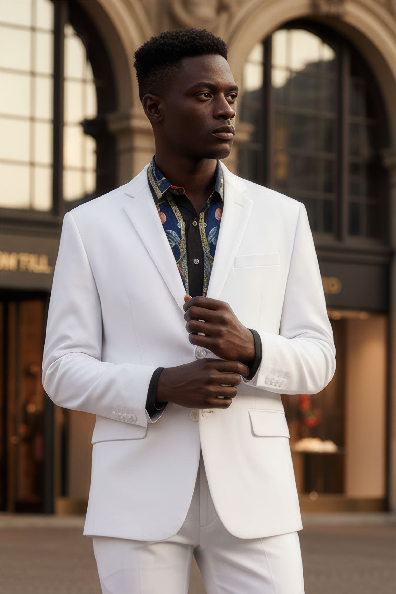 Barabas Men's Brushed Cotton Notch Lapel Casual Blazer 5BL200 White