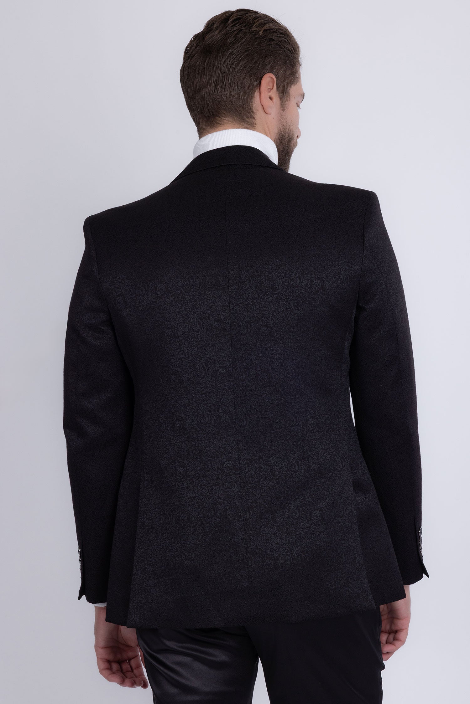 Barabas Men's Floral Geometric Design Notch Lapel Blazer 5BL21 Black