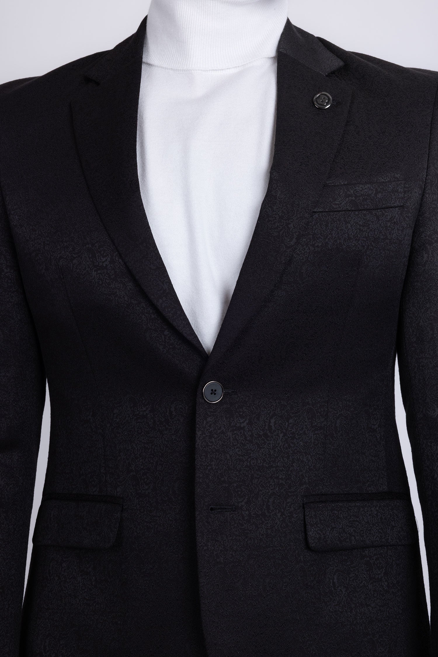 Barabas Men's Floral Geometric Design Notch Lapel Blazer 5BL21 Black