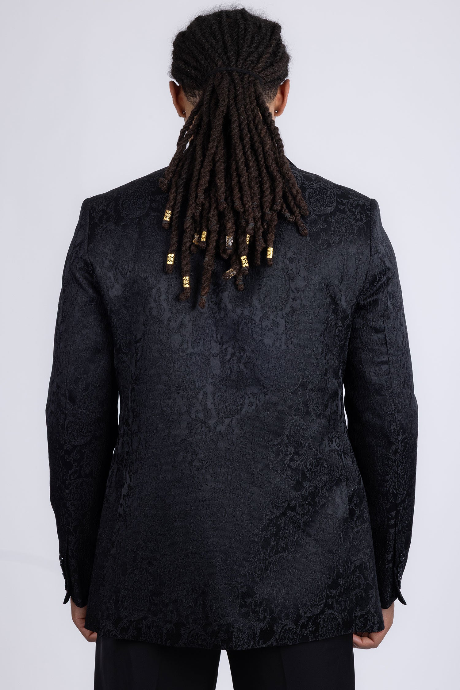 Barabas Men's Embroidered FloralNotch Lapel Casual Blazer 5BL23 Black