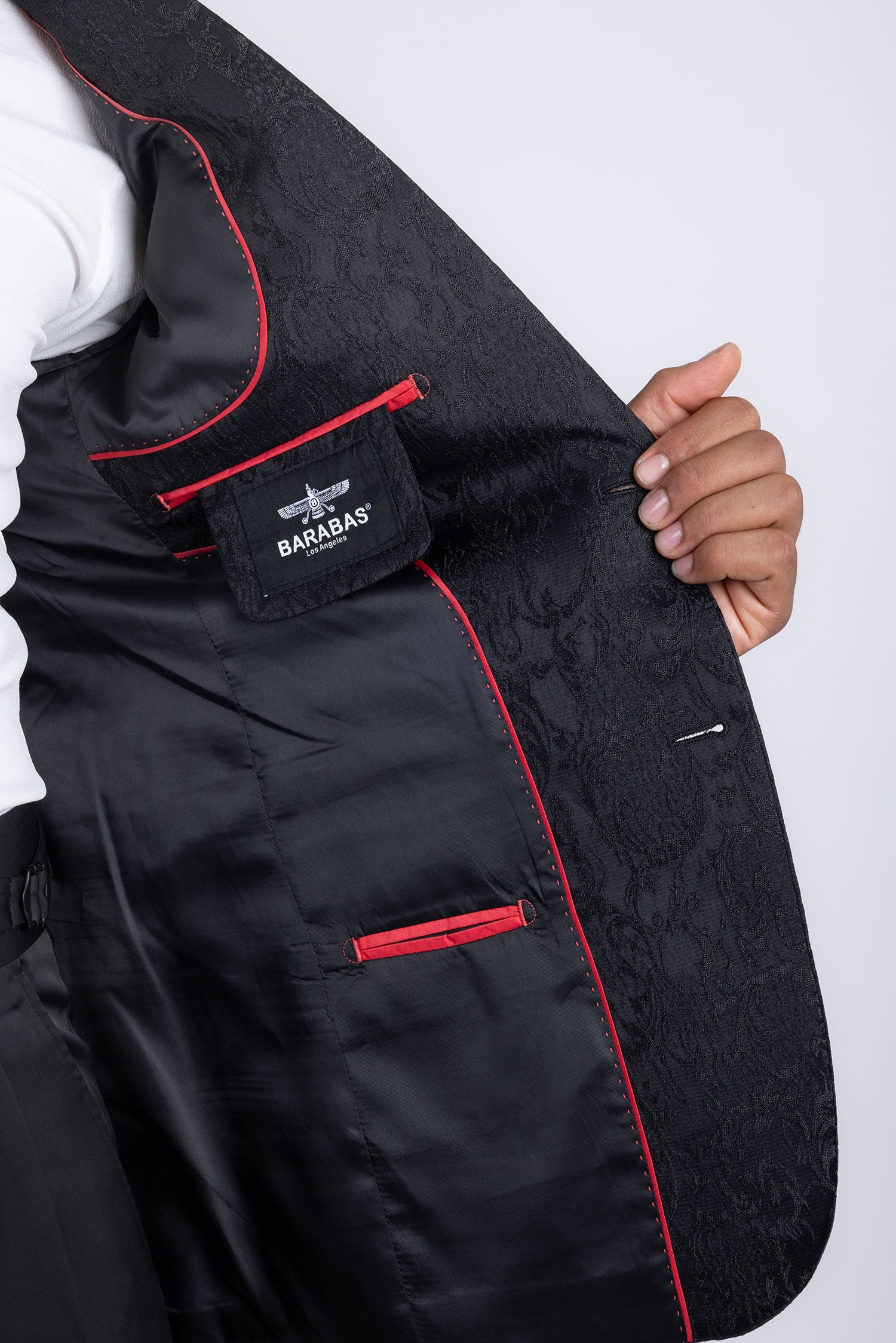 Barabas Men's Embroidered FloralNotch Lapel Casual Blazer 5BL23 Black