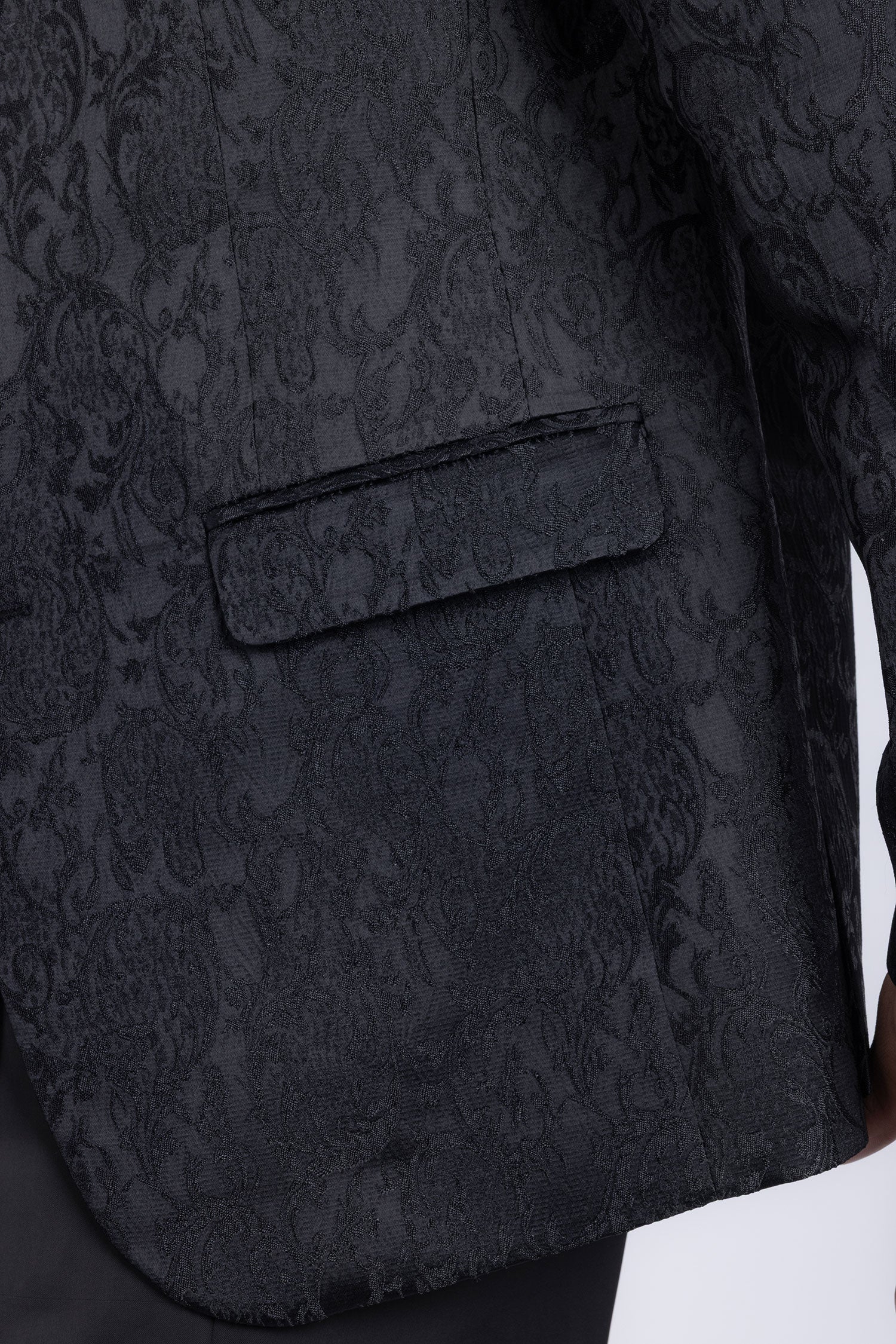 Barabas Men's Embroidered Floral Notch Lapel Casual Blazer 5BL23 Black