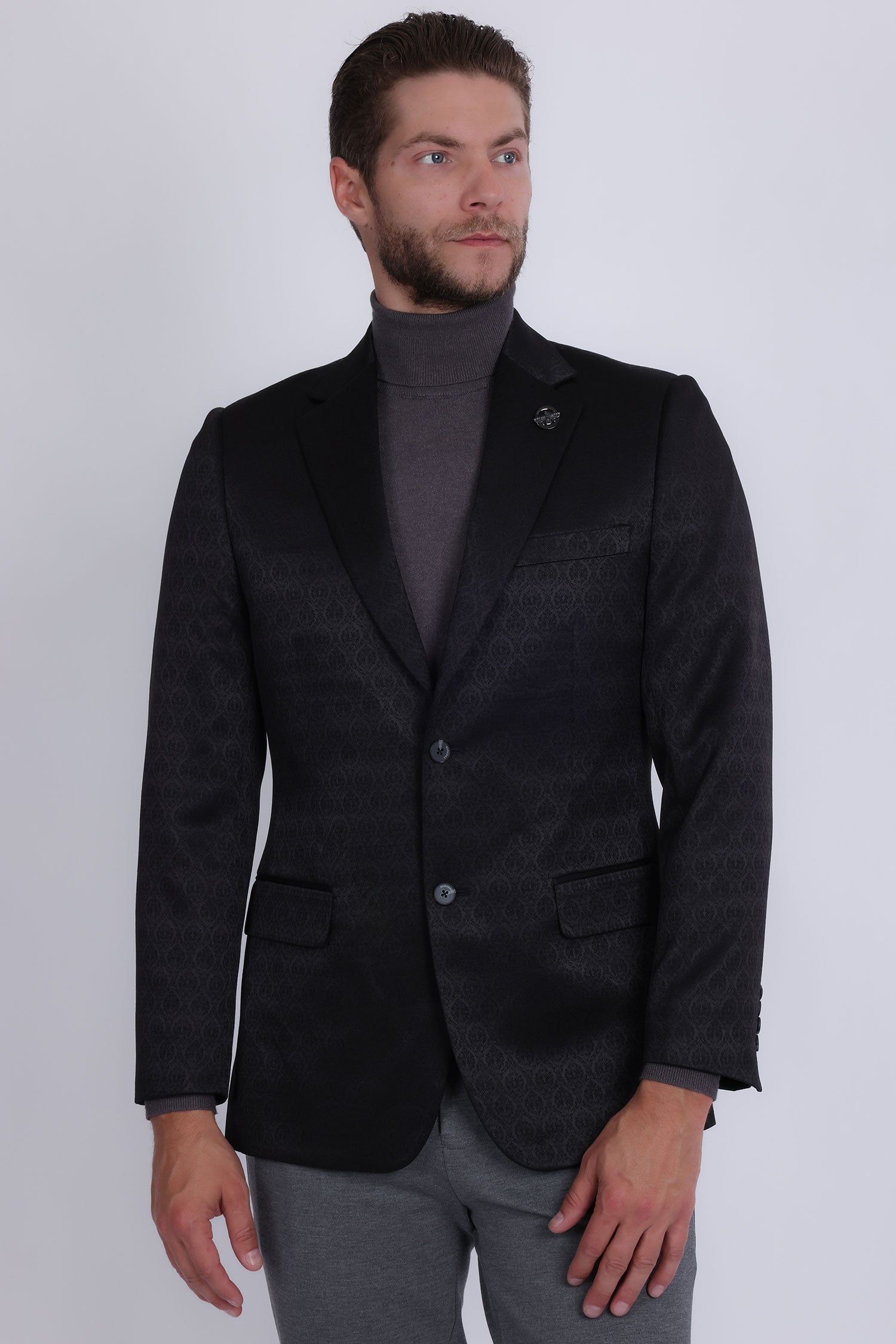 Barabas Men's Floral Pattern Notch Lapel Casual Blazer 5BL24 Black