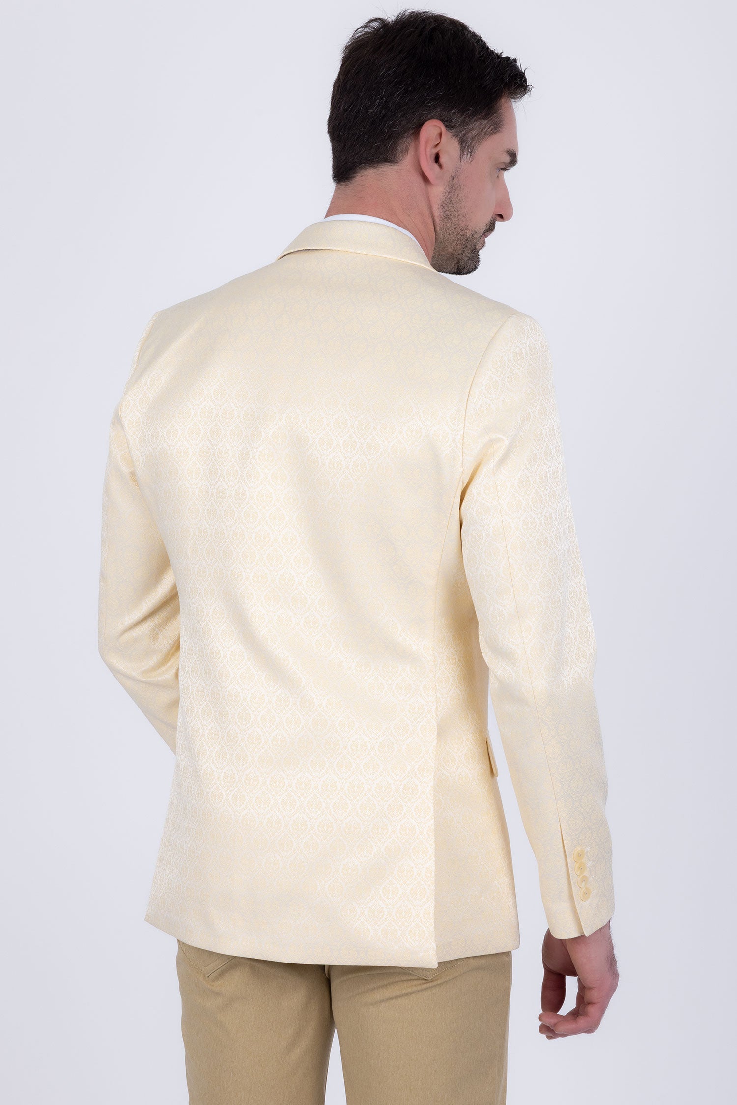 Barabas Men's Floral Pattern Notch Lapel Casual Blazer 5BL24 Yellow