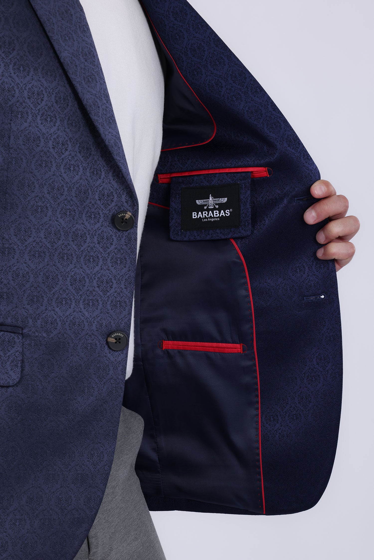 Barabas Men's Floral Pattern Notch Lapel Casual Blazer 5BL24 Navy