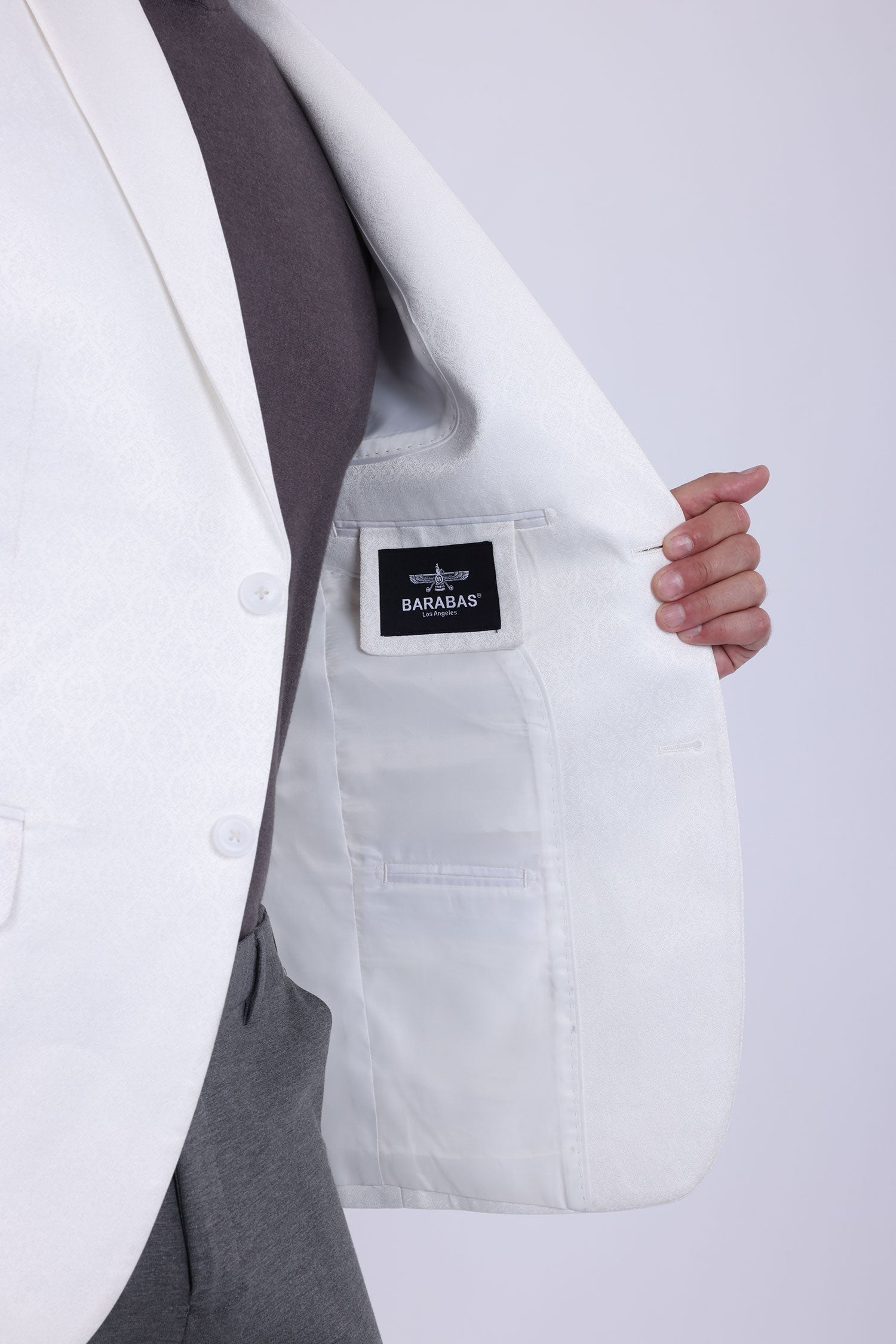 Barabas Men's Floral Pattern Notch Lapel Casual Blazer 5BL24 White