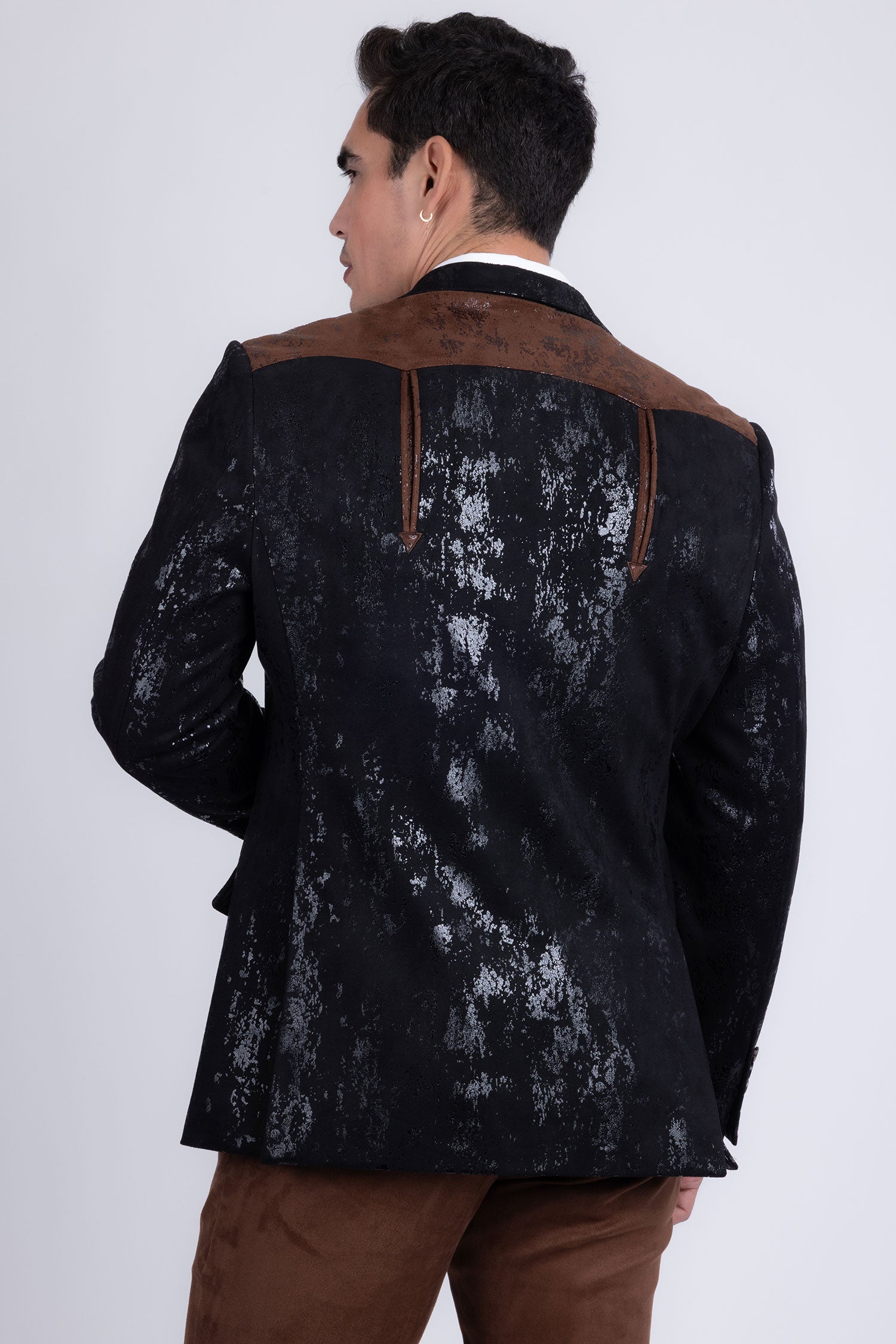 Barabas Men's Western Suede Notch Lapel Casual Blazer 5BL27 Black