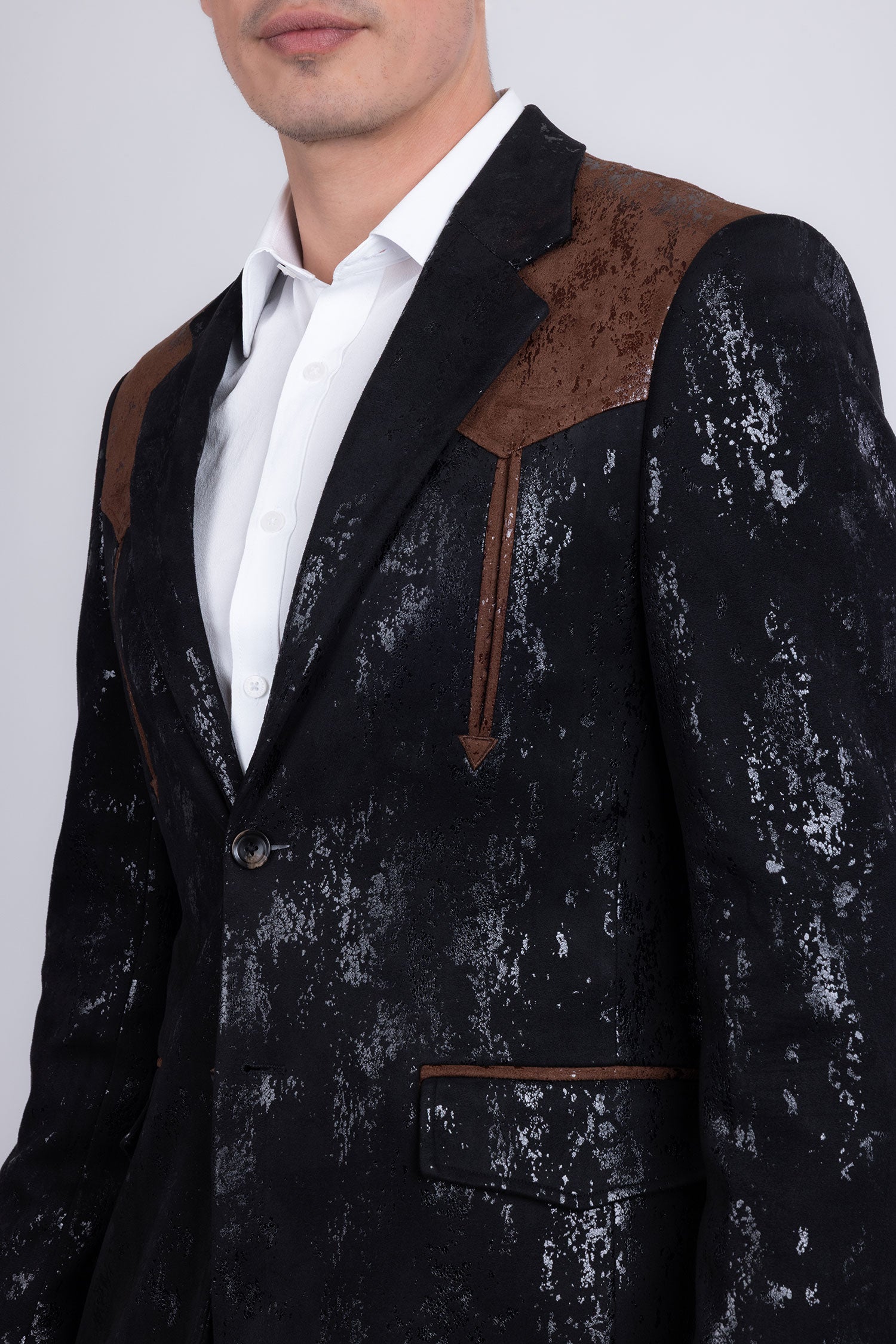 Barabas Men's Western Suede Notch Lapel Casual Blazer 5BL27 Black