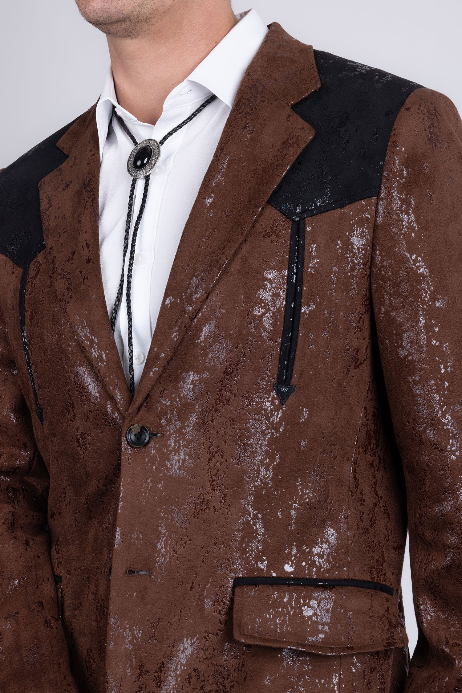 Barabas Men's Western Suede Notch Lapel Casual Blazer 5BL27 Brown