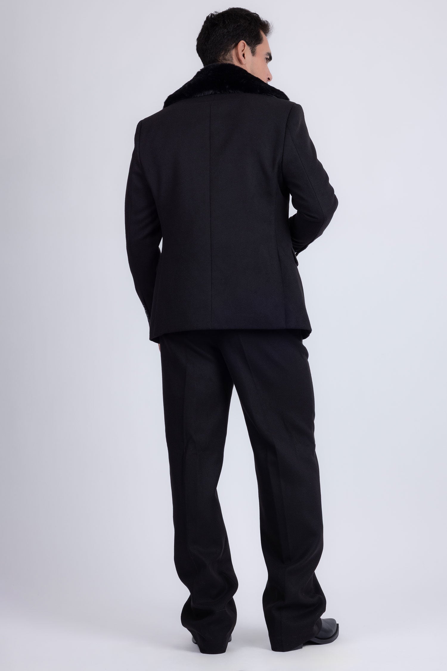 Barabas Men's Soft Fur Shawl Lapel Blazer Coat 5C03 Black