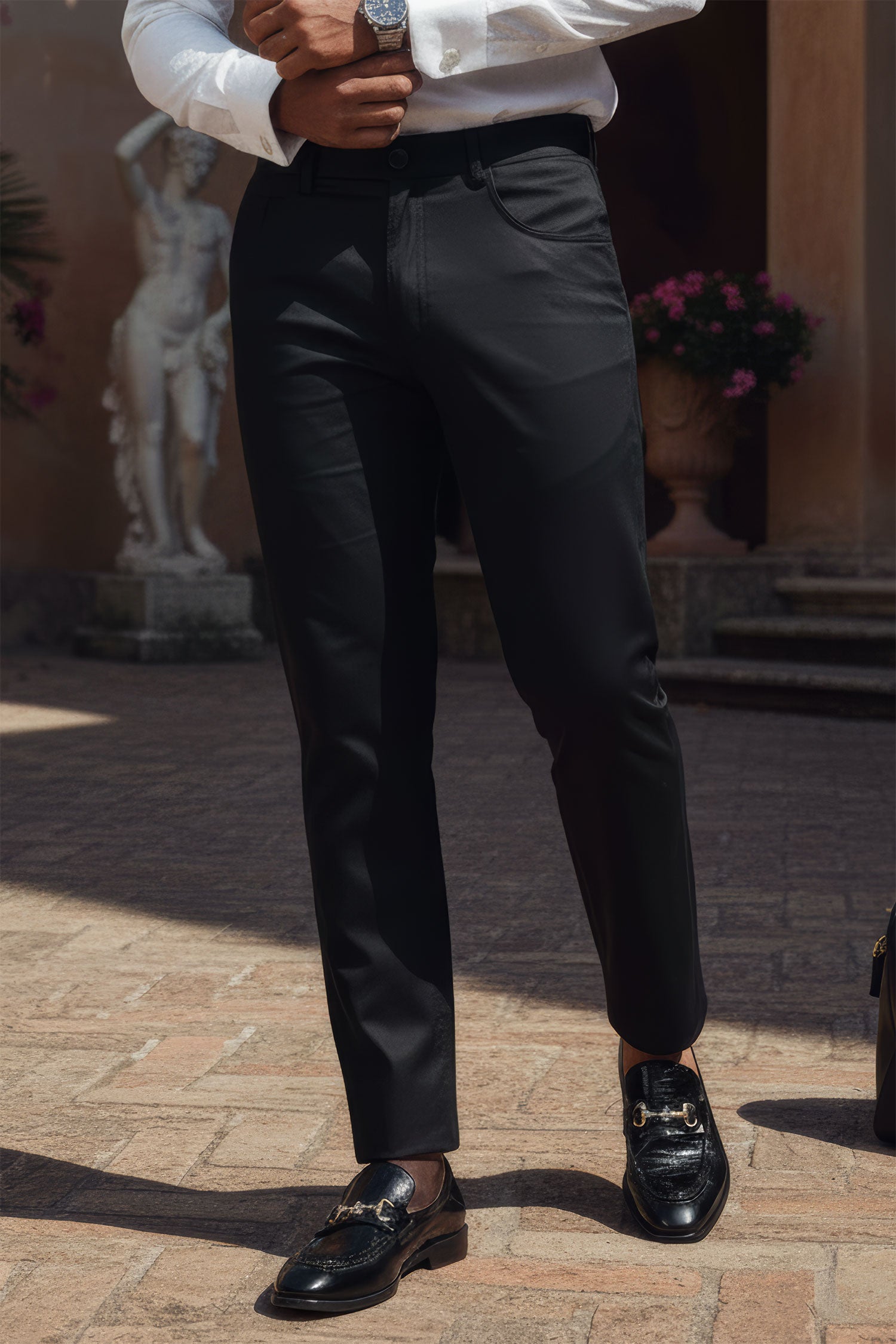 Barabas Men's Casual Solid Color Basic Essential Dress Pants 5CP01 Black