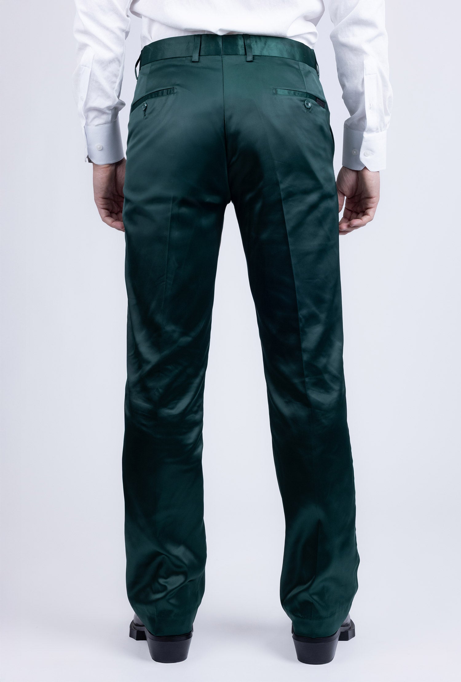 Barabas Men's Shiny Stretch Solid Color Dress Pants 5CP09 Green