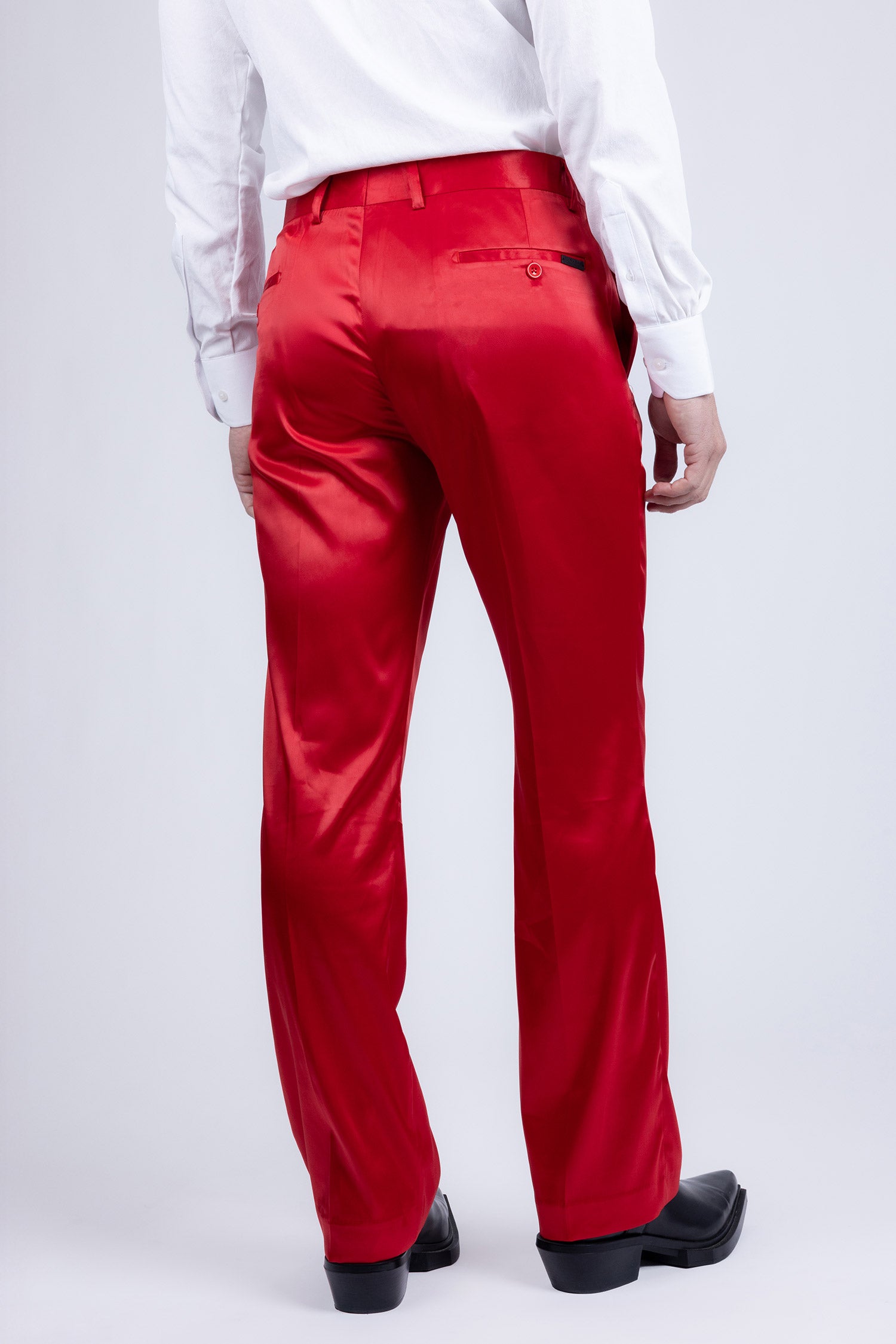 Barabas Men's Shiny Stretch Solid Color Dress Pants 5CP09 Red