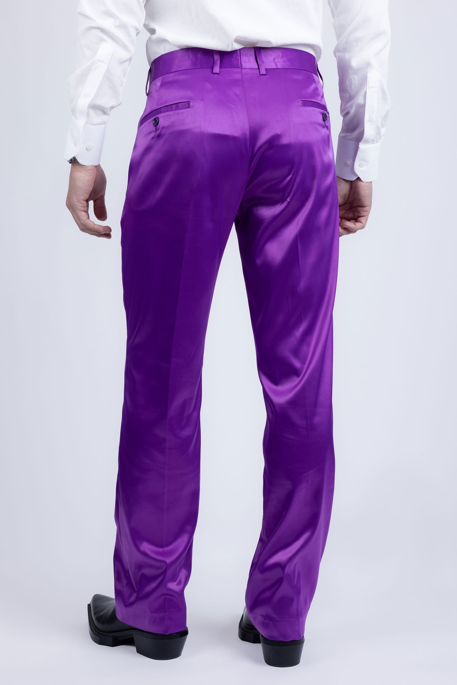 Barabas Men's Shiny Stretch Solid Color Dress Pants 5CP09 Violet